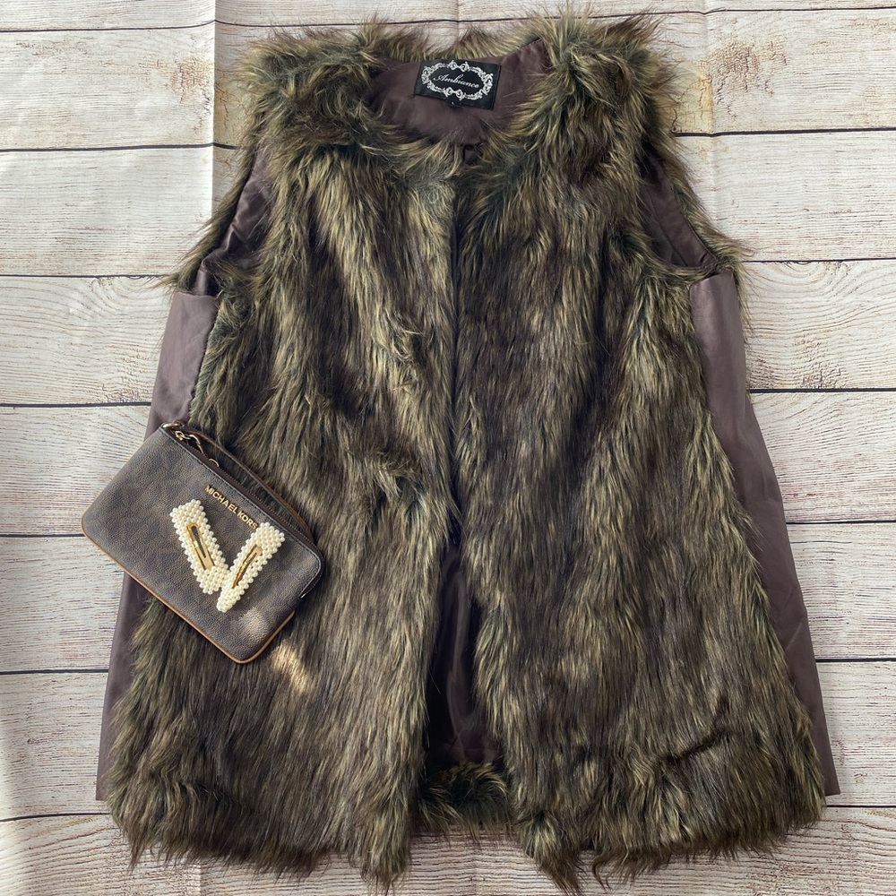 Faux Fur Brown Women Vest